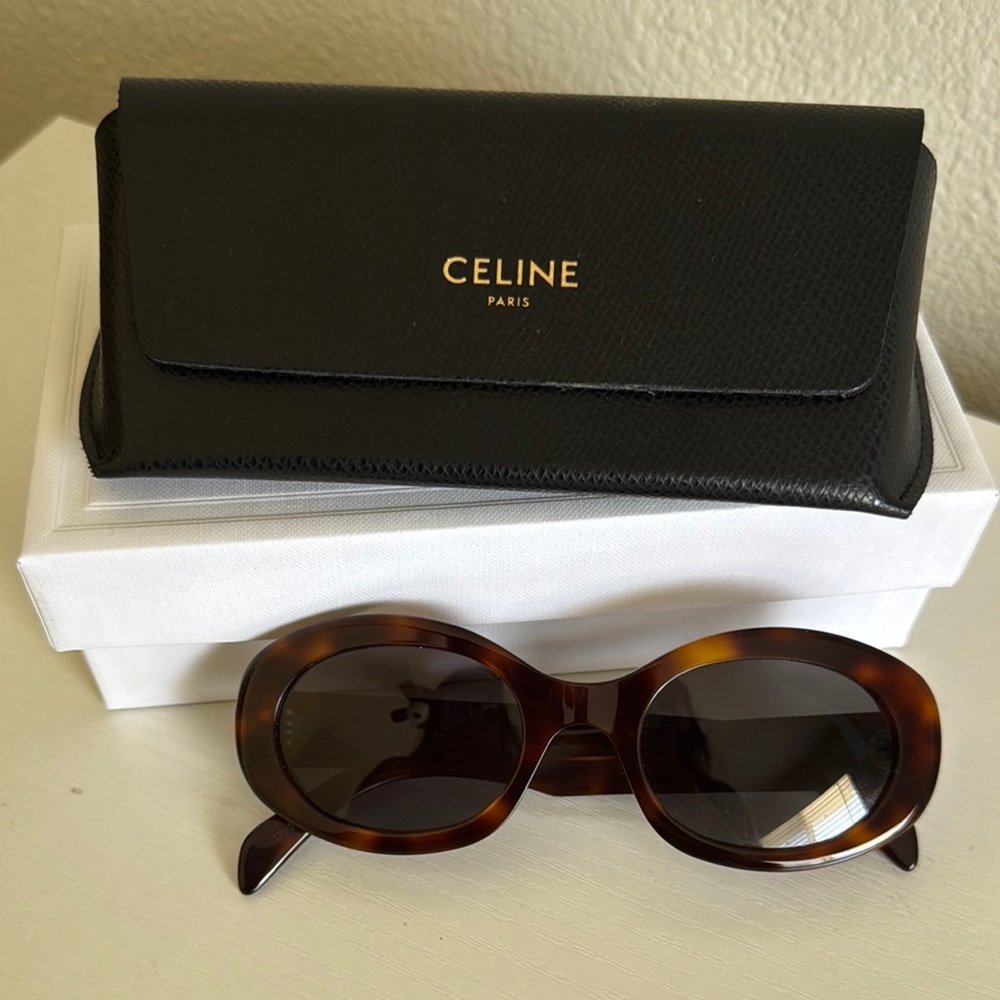 Authentic Celine Acetate Triomphe 01 Sunglasses CL40194U Havana/Smoke